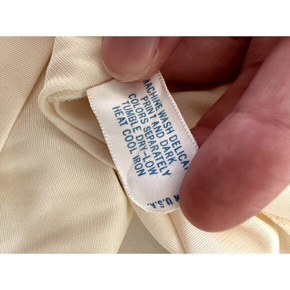 80s Vintage Vanity Fair Pajama Set Size 38 Cream Short Sleeve Top Long Pants - Picture 9 of 13